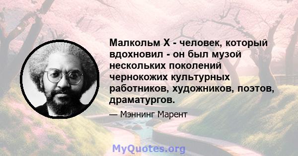 Малкольм Х - человек, который вдохновил - он был музой нескольких поколений чернокожих культурных работников, художников, поэтов, драматургов.