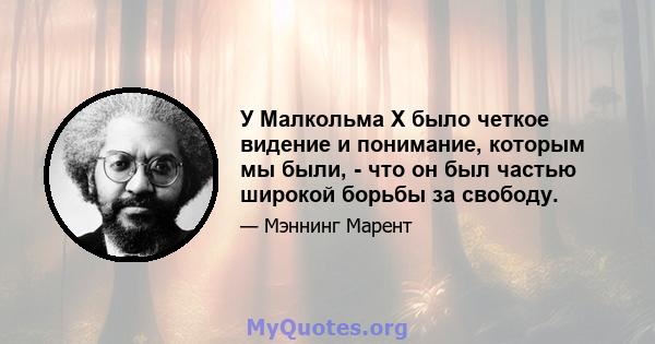 У Малкольма X было четкое видение и понимание, которым мы были, - что он был частью широкой борьбы за свободу.