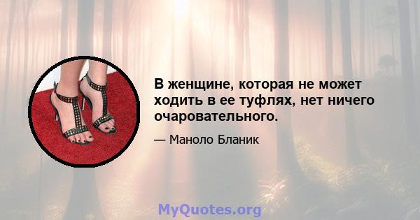 В женщине, которая не может ходить в ее туфлях, нет ничего очаровательного.