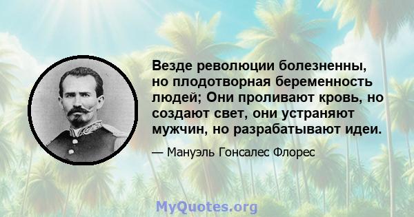 Везде революции болезненны, но плодотворная беременность людей; Они проливают кровь, но создают свет, они устраняют мужчин, но разрабатывают идеи.