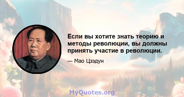 Если вы хотите знать теорию и методы революции, вы должны принять участие в революции.