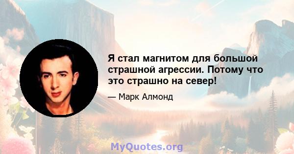 Я стал магнитом для большой страшной агрессии. Потому что это страшно на север!