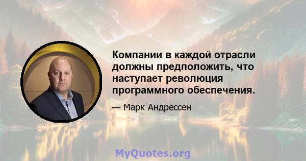 Компании в каждой отрасли должны предположить, что наступает революция программного обеспечения.