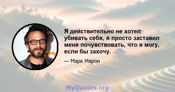 Я действительно не хотел убивать себя, я просто заставил меня почувствовать, что я могу, если бы захочу.