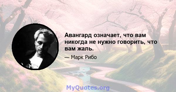 Авангард означает, что вам никогда не нужно говорить, что вам жаль.