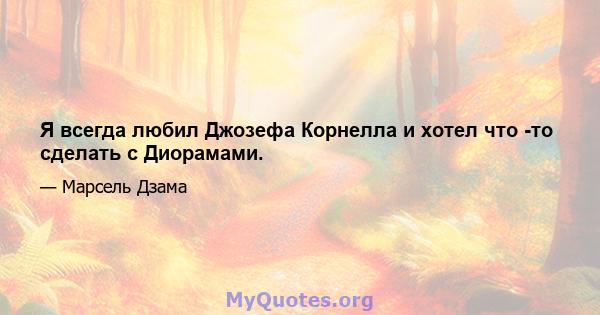 Я всегда любил Джозефа Корнелла и хотел что -то сделать с Диорамами.