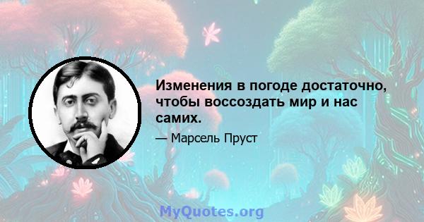 Изменения в погоде достаточно, чтобы воссоздать мир и нас самих.