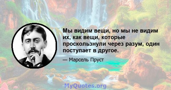 Мы видим вещи, но мы не видим их, как вещи, которые проскользнули через разум, один поступает в другое.