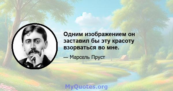 Одним изображением он заставил бы эту красоту взорваться во мне.