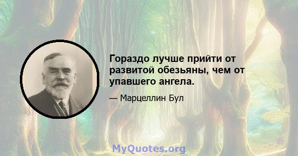 Гораздо лучше прийти от развитой обезьяны, чем от упавшего ангела.