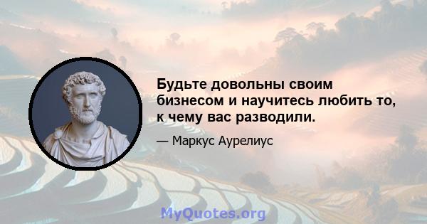 Будьте довольны своим бизнесом и научитесь любить то, к чему вас разводили.