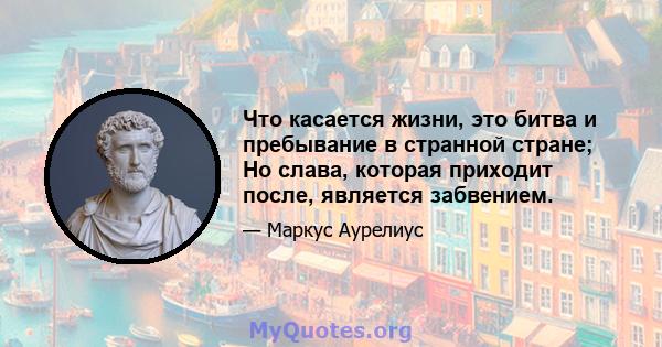 Что касается жизни, это битва и пребывание в странной стране; Но слава, которая приходит после, является забвением.