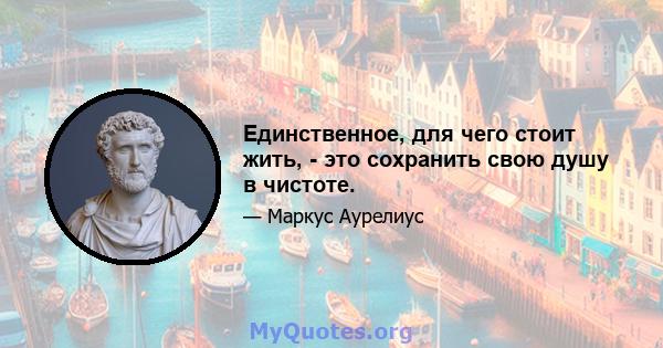 Единственное, для чего стоит жить, - это сохранить свою душу в чистоте.