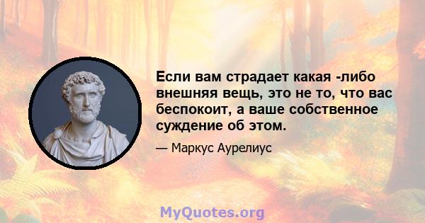 Если вам страдает какая -либо внешняя вещь, это не то, что вас беспокоит, а ваше собственное суждение об этом.