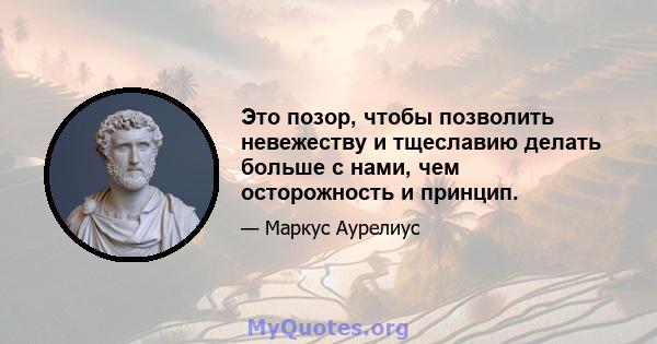 Это позор, чтобы позволить невежеству и тщеславию делать больше с нами, чем осторожность и принцип.