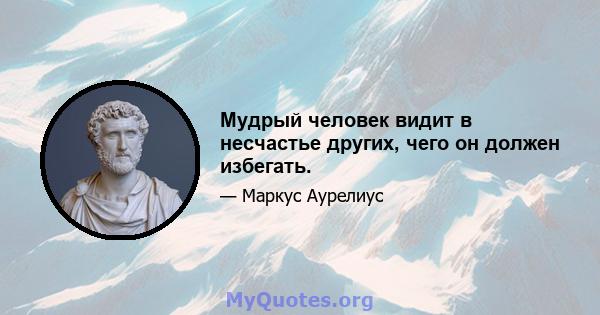 Мудрый человек видит в несчастье других, чего он должен избегать.