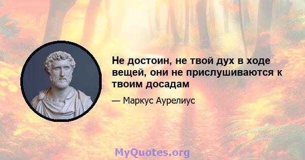 Не достоин, не твой дух в ходе вещей, они не прислушиваются к твоим досадам