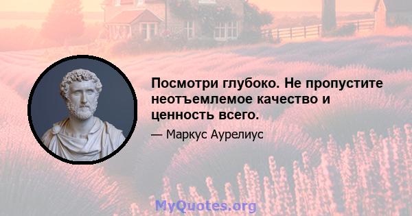 Посмотри глубоко. Не пропустите неотъемлемое качество и ценность всего.