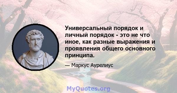 Универсальный порядок и личный порядок - это не что иное, как разные выражения и проявления общего основного принципа.