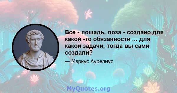 Все - лошадь, лоза - создано для какой -то обязанности ... для какой задачи, тогда вы сами создали?