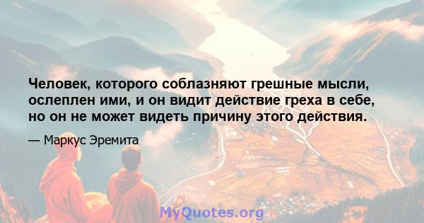 Человек, которого соблазняют грешные мысли, ослеплен ими, и он видит действие греха в себе, но он не может видеть причину этого действия.