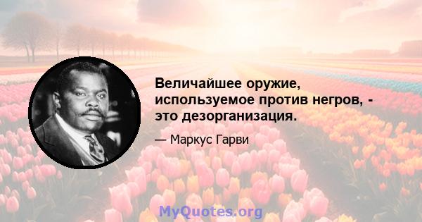 Величайшее оружие, используемое против негров, - это дезорганизация.