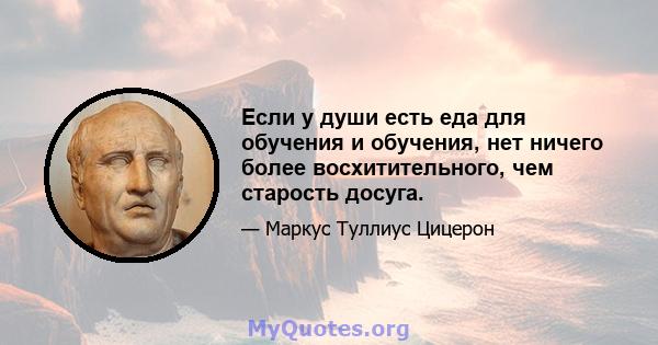 Если у души есть еда для обучения и обучения, нет ничего более восхитительного, чем старость досуга.