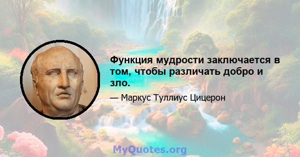 Функция мудрости заключается в том, чтобы различать добро и зло.