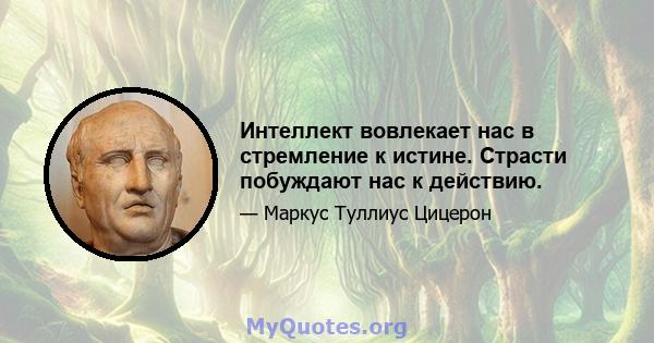 Интеллект вовлекает нас в стремление к истине. Страсти побуждают нас к действию.