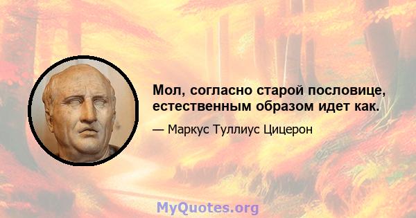 Мол, согласно старой пословице, естественным образом идет как.