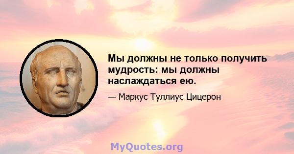 Мы должны не только получить мудрость: мы должны наслаждаться ею.