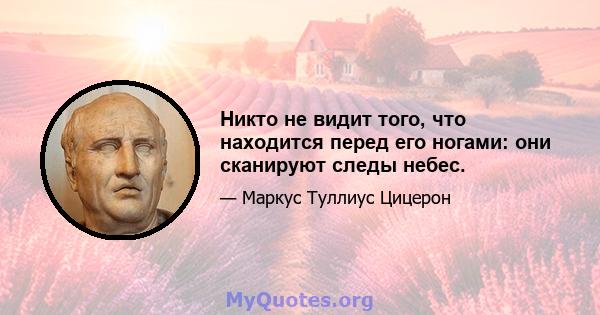 Никто не видит того, что находится перед его ногами: они сканируют следы небес.