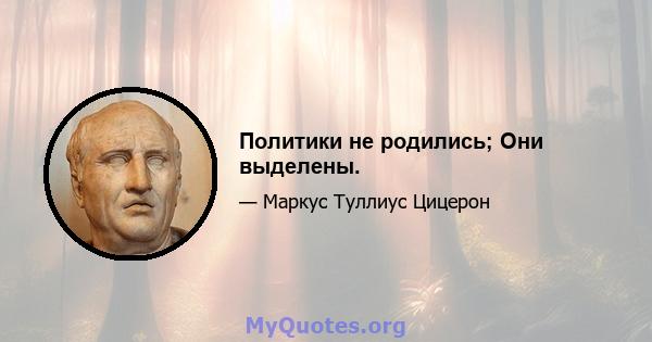 Политики не родились; Они выделены.