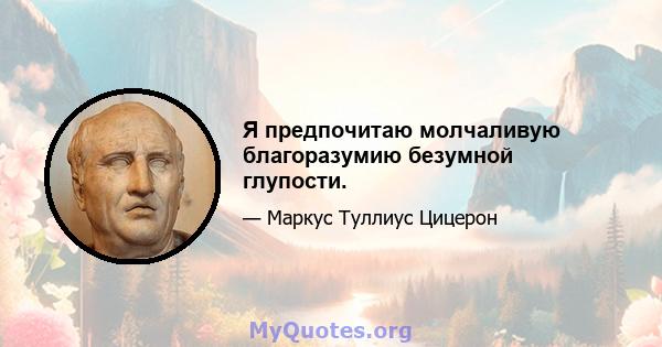 Я предпочитаю молчаливую благоразумию безумной глупости.