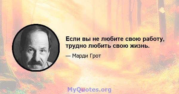 Если вы не любите свою работу, трудно любить свою жизнь.