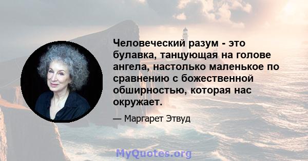 Человеческий разум - это булавка, танцующая на голове ангела, настолько маленькое по сравнению с божественной обширностью, которая нас окружает.