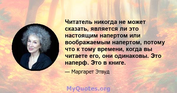 Читатель никогда не может сказать, является ли это настоящим напертом или воображаемым напертом, потому что к тому времени, когда вы читаете его, они одинаковы. Это наперф. Это в книге.