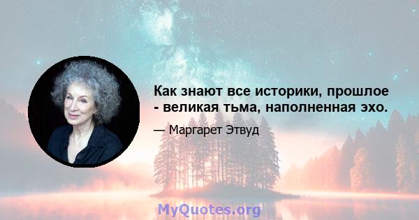 Как знают все историки, прошлое - великая тьма, наполненная эхо.