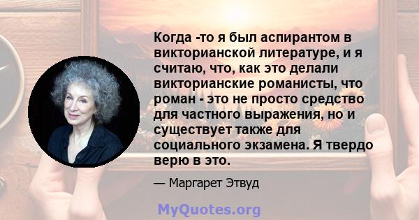 Когда -то я был аспирантом в викторианской литературе, и я считаю, что, как это делали викторианские романисты, что роман - это не просто средство для частного выражения, но и существует также для социального экзамена.