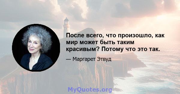 После всего, что произошло, как мир может быть таким красивым? Потому что это так.