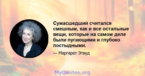 Сумасшедший считался смешным, как и все остальные вещи, которые на самом деле были пугающими и глубоко постыдными.