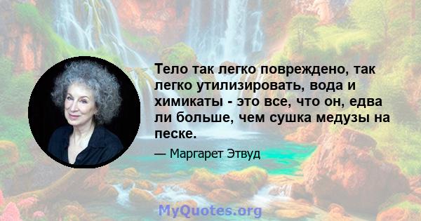 Тело так легко повреждено, так легко утилизировать, вода и химикаты - это все, что он, едва ли больше, чем сушка медузы на песке.