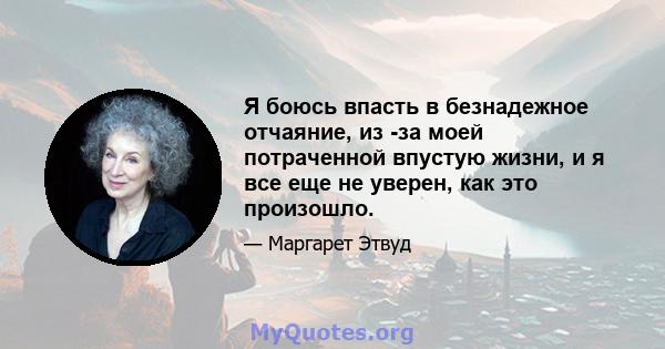 Я боюсь впасть в безнадежное отчаяние, из -за моей потраченной впустую жизни, и я все еще не уверен, как это произошло.