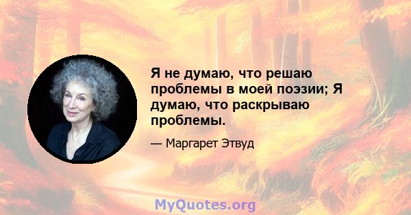 Я не думаю, что решаю проблемы в моей поэзии; Я думаю, что раскрываю проблемы.