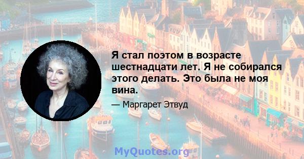 Я стал поэтом в возрасте шестнадцати лет. Я не собирался этого делать. Это была не моя вина.