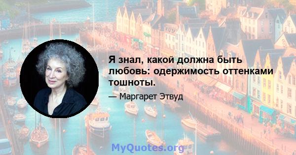 Я знал, какой должна быть любовь: одержимость оттенками тошноты.