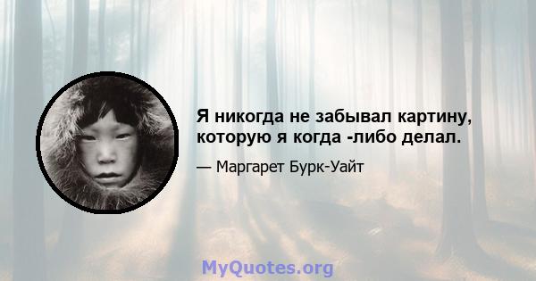 Я никогда не забывал картину, которую я когда -либо делал.