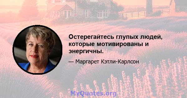 Остерегайтесь глупых людей, которые мотивированы и энергичны.