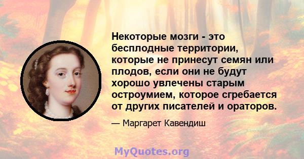 Некоторые мозги - это бесплодные территории, которые не принесут семян или плодов, если они не будут хорошо увлечены старым остроумием, которое сгребается от других писателей и ораторов.