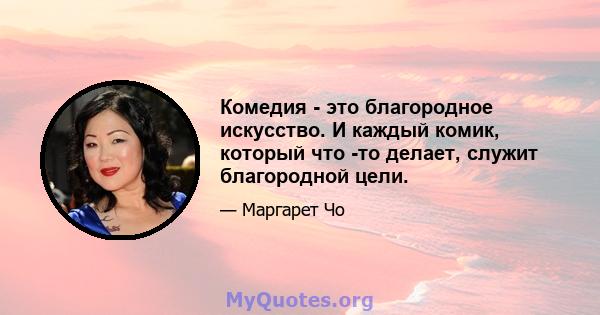 Комедия - это благородное искусство. И каждый комик, который что -то делает, служит благородной цели.